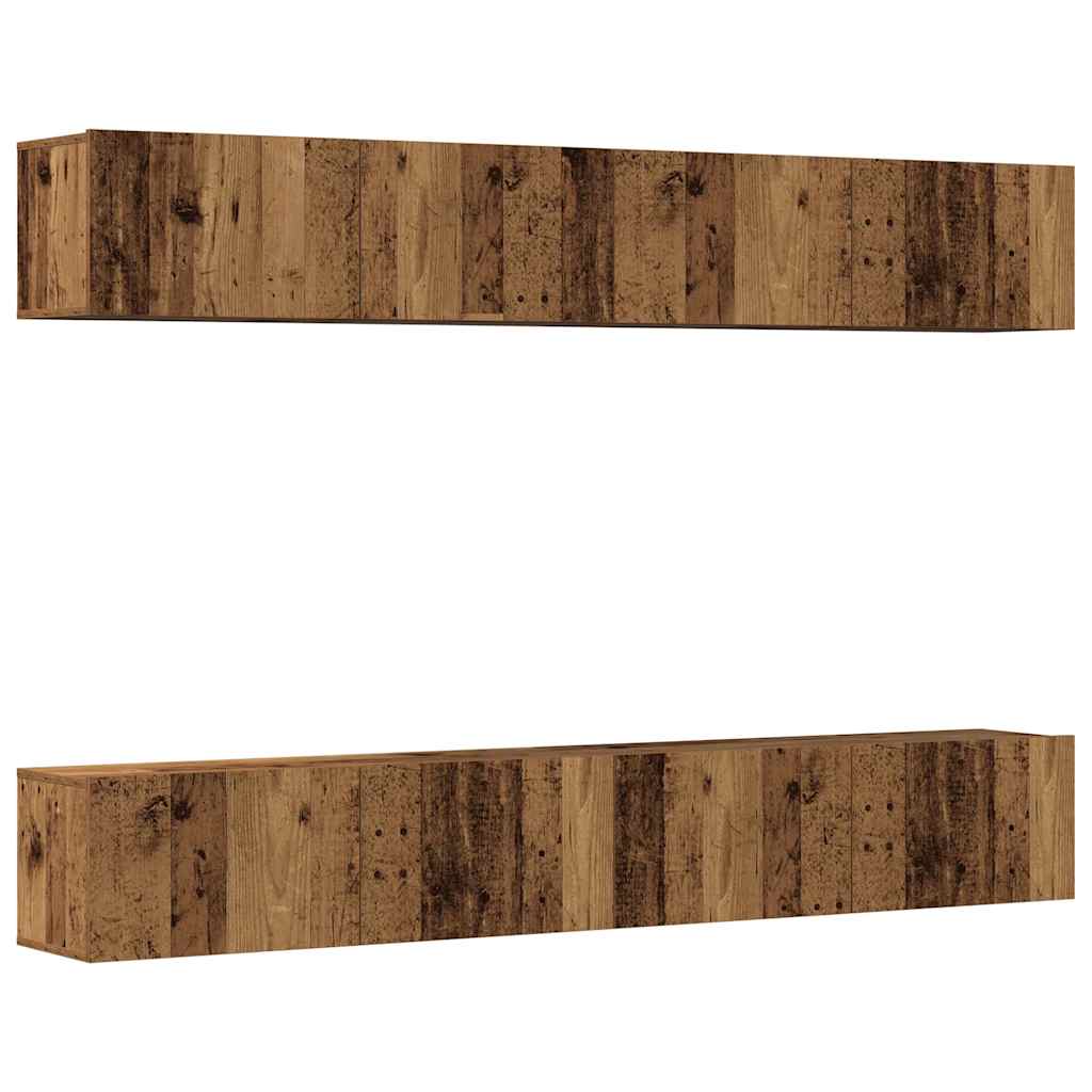 4 Piece Wall Mounted TV Cabinet Set Reclaimed Wood Look 100 X 30 X 30 Cm