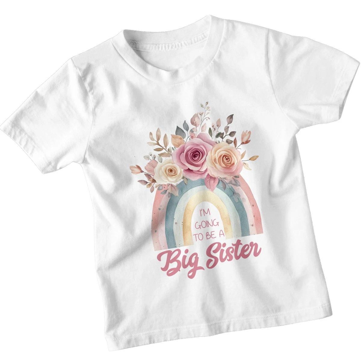 Im Going To Be A Big Sister Pregnancy Announcement Family Girls T-Shirt Rainbow 120