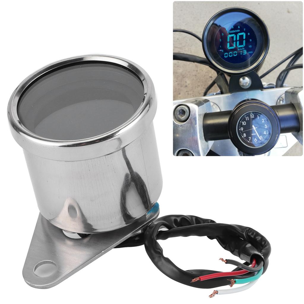 Motorcycle MultiFunctional Meter Tachometer Odometer Fuel Gauge Speedmeter 12V  (Black )