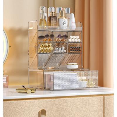 Transparent Desktop Storage Box - Cosmetic Organizer Drawer & Office Stationery Rack Pen Holder for Desk Supplies Neat Storage