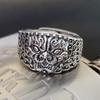 Adjustable Open Ring Men Women Vintage Chinese Style Pixiu Fortune Charm Plated Geometric Design