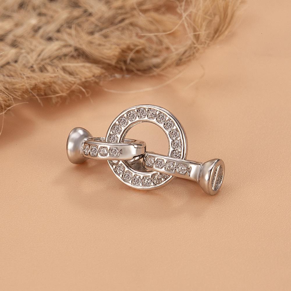 18K Gold-Plated 925 Sterling Silver Universal O-Ring Clasp with Inlaid Zircon for DIY Jewelry