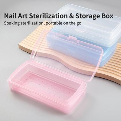 Portable Nail Tool Disinfection Tray Non-Battery BPA Free Fits Cuticle Nippers Files for Home DIY Manicure