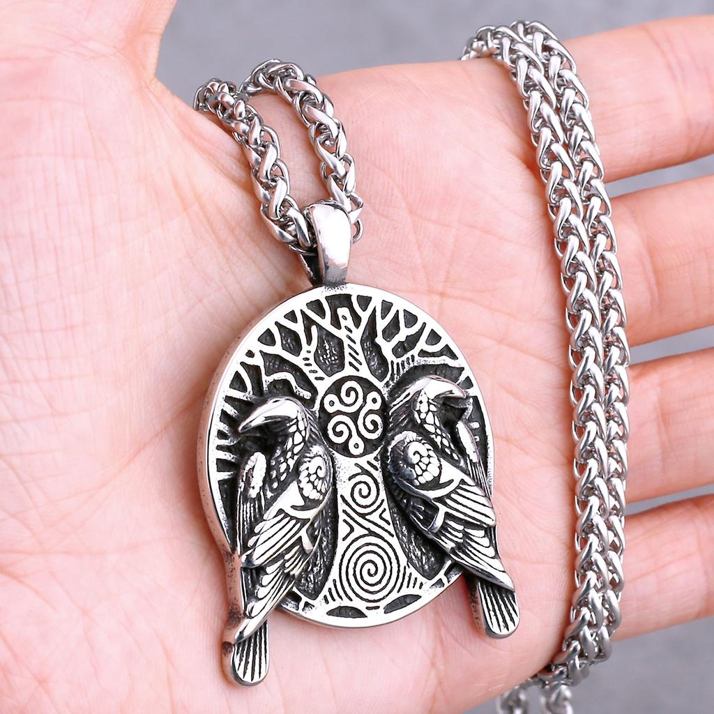 Colar Animal Corvo Dragão Viking Nórdico Vários Masculinos Pingente Amuleto de Odin Aço Inoxidável Moda Joias Vintage