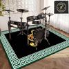 Goldener G-Schlüssel Noten Teppich, Elegantes Violinschlüssel Symbol Teppich, Rutschfeste Fußmatte für Musikzimmer, Wohnzimmer, Luxuriöse Heimdeko
