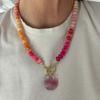 Yori Ins Blogger Empfohlen Handgefertigter Perlenanhänger und Buntes Perlenhalsband Sommer Strand Dopamin Schmuck 2025 Neu