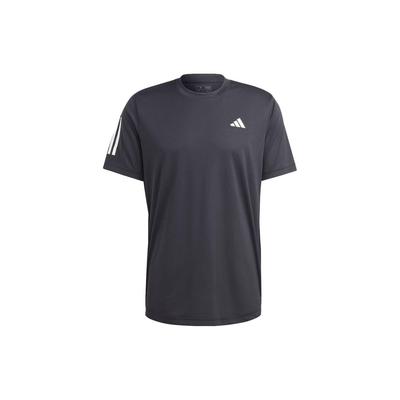 Solid Color Three Stripes Logo Print Tennis Crew Neck Short Sleeve T-Shirt Men Tops Black HS3262