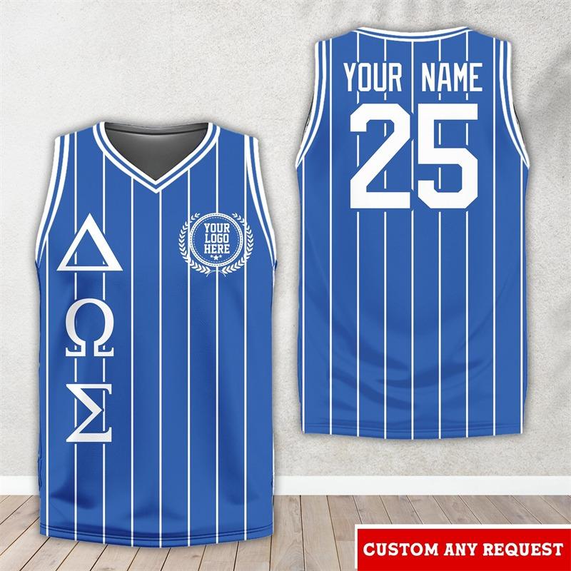 Fashion Striped Graphic Basketball Jersey Summer Custom Name Team Name Number Logo Basketball Uniform Loose Quick Dry V Neck Top