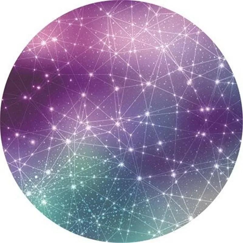 Mystery Constellation Printed Round Carpet Sun and Moon Living Room Rugs Camping Picnic Mats Anti-Slip Yoga Mat for Living Room