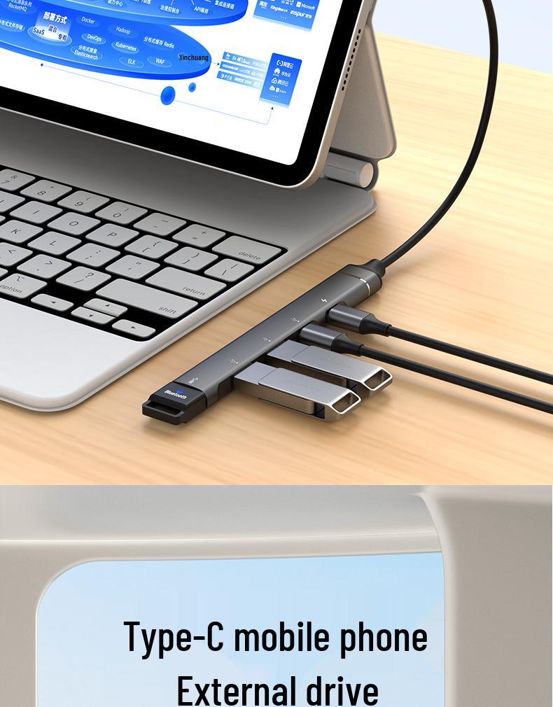 Type-C Multi-Function Expansion Dock: USB 3.0 Hub for Mouse, Keyboard, U Disk, and OTG Conversion.