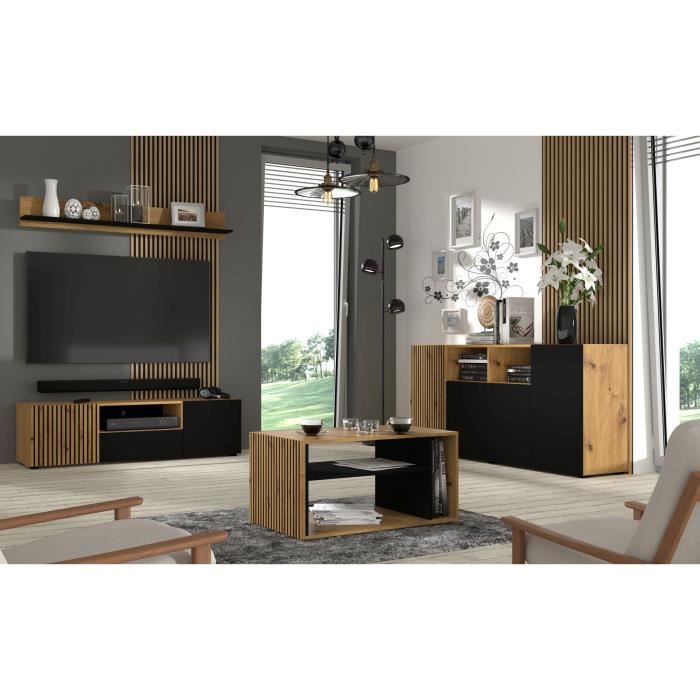 Meuble TV Auris 150 Cm Chêne Artisan / Noir Mat