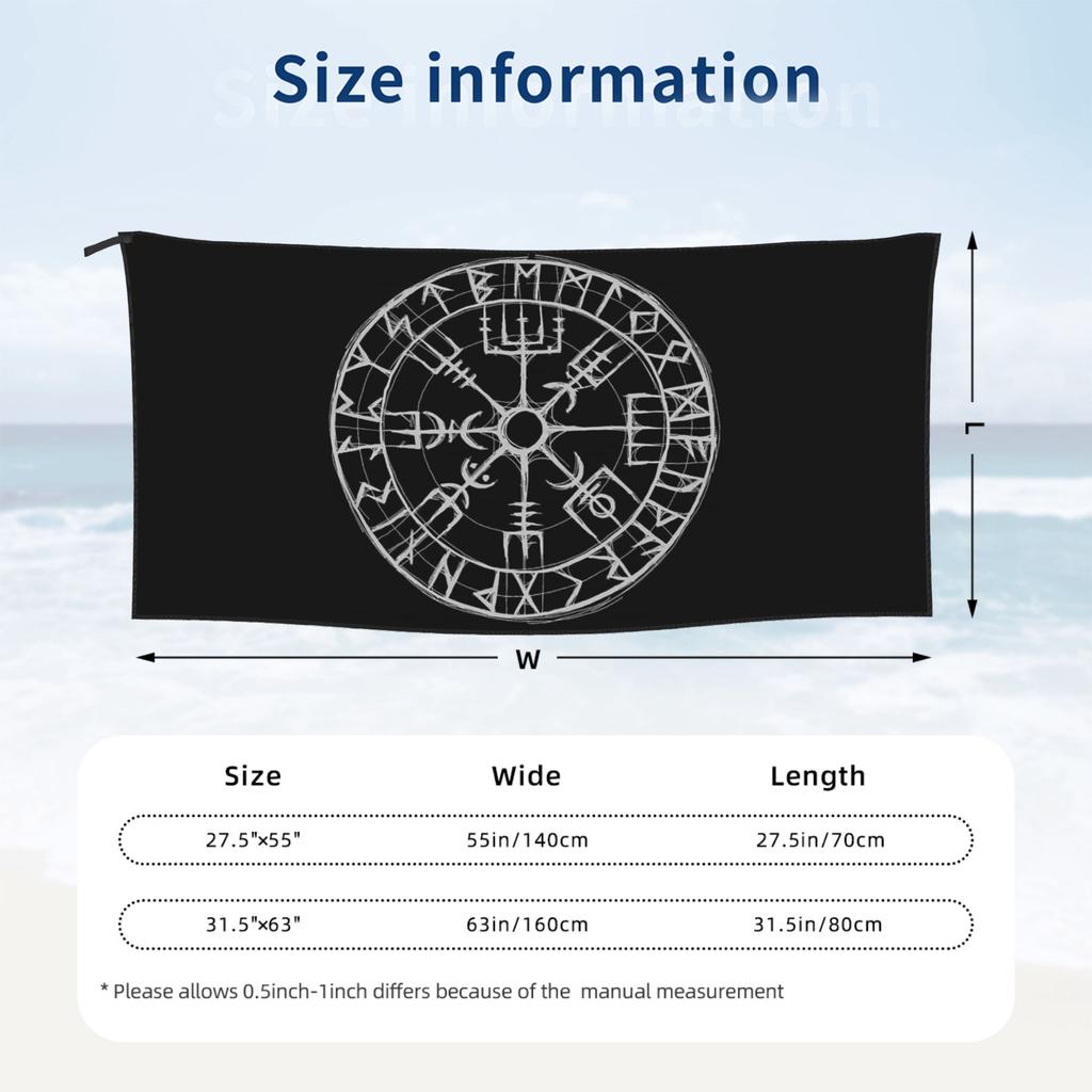 Viking Mythology Vegvisir Shield Valhalla Beach Towel Soft Microfiber Quick Dry Absorbent Quick Towels For Pool
