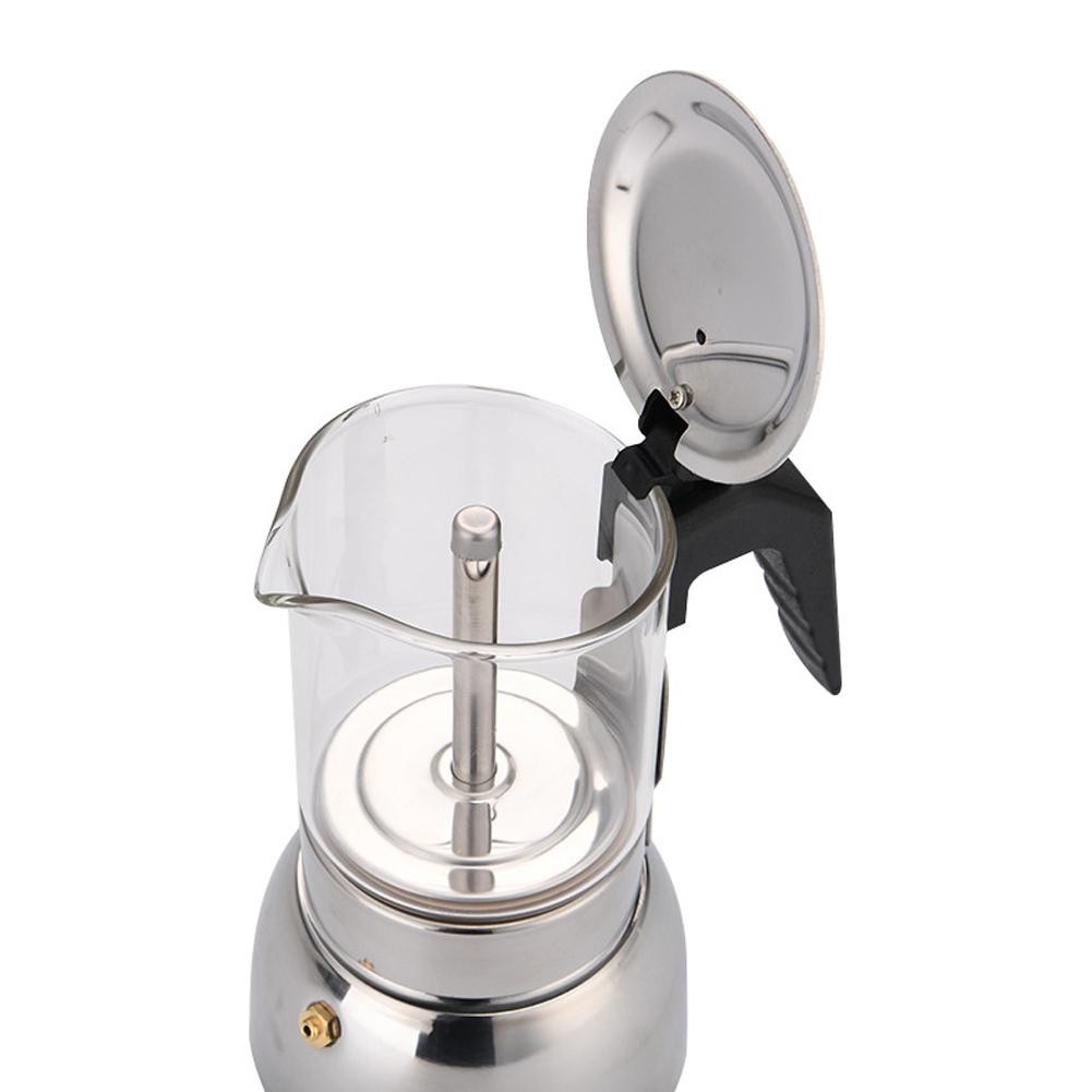 Stainless Steel Moka Pot Caffe Machine Glass Espresso Coffee Makers Latte Percolator Stove Top Moka Coffee Maker 200/300/450ML