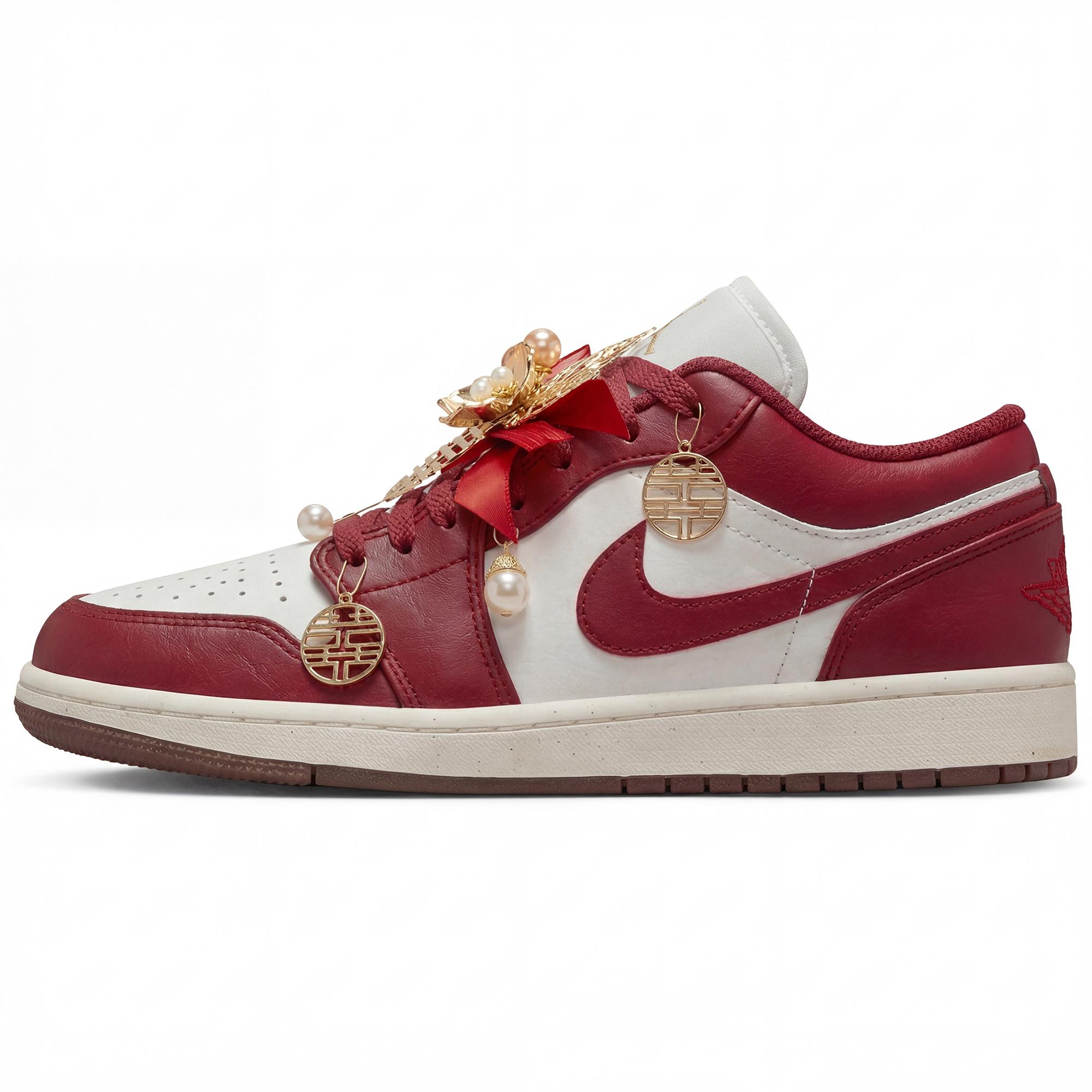 

Jordan Air Jordan 1 Wedding Shoes, Harmony Of Phoenix And Peacock Height Increasing Low top Vintage Basketball Shoes IR7600-211(Team210-) 38.5
