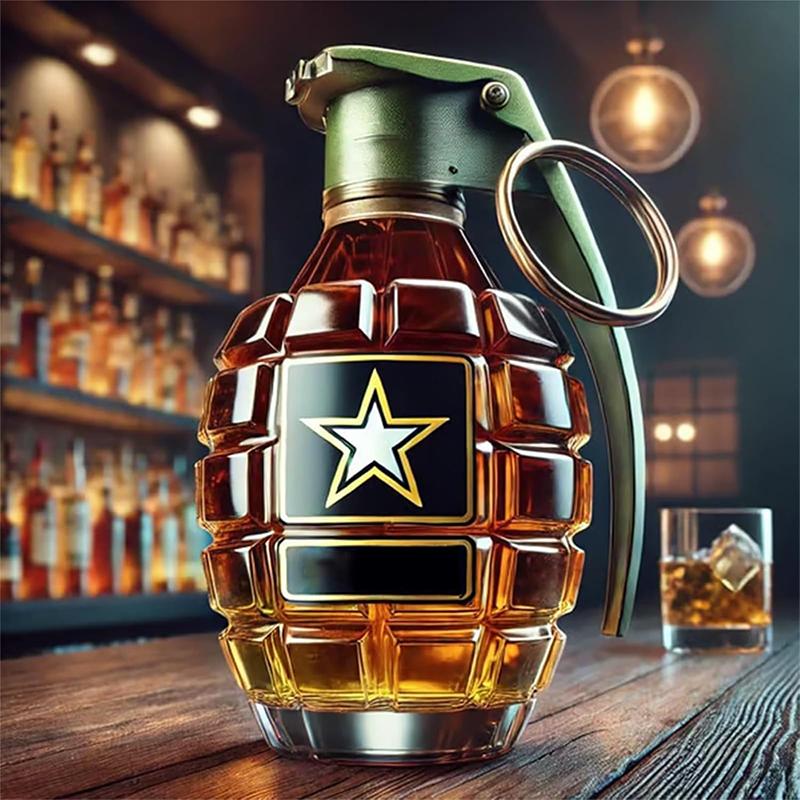 Engraved Hand Grenade Shape Whiskey Glass Hand Grenade Whiskey Bottle 2025 New Veteran Commemorative Bottle