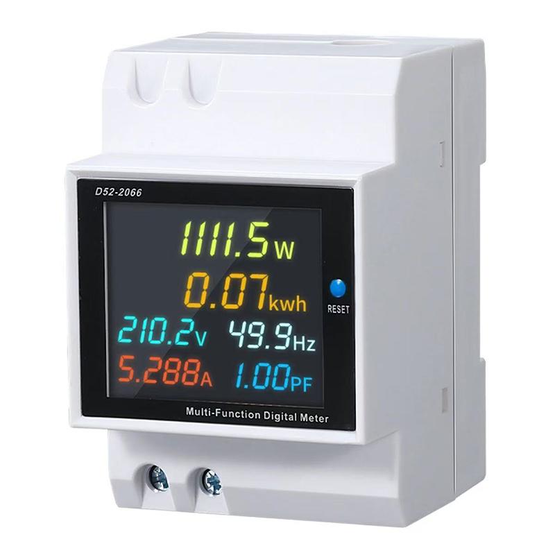 Monitor AC su Guida Din 6 in 1 110V 220V 380V 100A Tensione Corrente Fattore di Potenza Energia Elettrica Kwh Attiva Frequencimetro