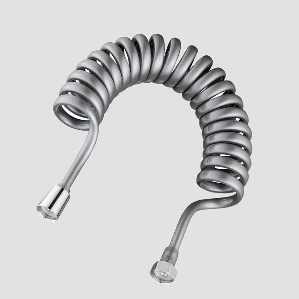 New 1.5/2/3/5M Spring Flexible Retractable Hose Showerhead Toilet Bidet Water Pipe Plumbing Bathroom Spiral Flexible Shower Hose 1.5M серый