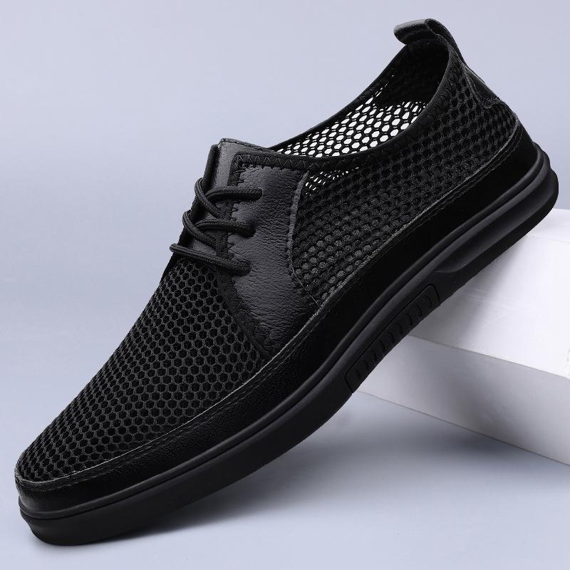 New Summer Men's Breathable Mesh Casual Shoes Fashion Lace Up Lightweight and Comfortable Outdoor Wear Resistant Sports Shoes