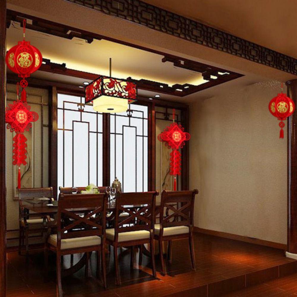 DIY Felt Red Lantern 3D FU Character Lantern Decorative Spring Festival Lantern  New Year