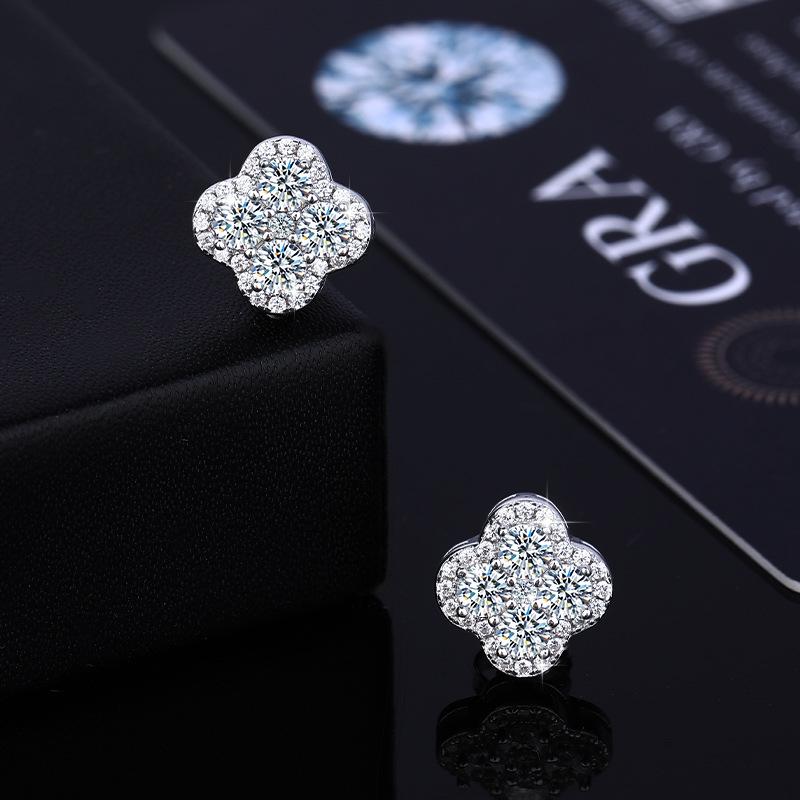 

Серьги из стерлингового серебра 925 пробы с муассанитами в виде четырехлистного клевера, роскошные серьги «Звездный свет» s925 Sterling Silver