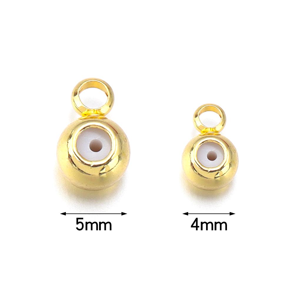 10Pcs 4 5mm Copper Plated Beads Large Hole Spacer Positioning Round Beads For DIY Craft Bracelet Necklace Connection Accessories