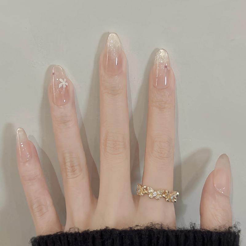High quality new hand-worn armour golden autumn color French cat's eye high-grade temperament white wearing armour detachable nail piece nail art tool