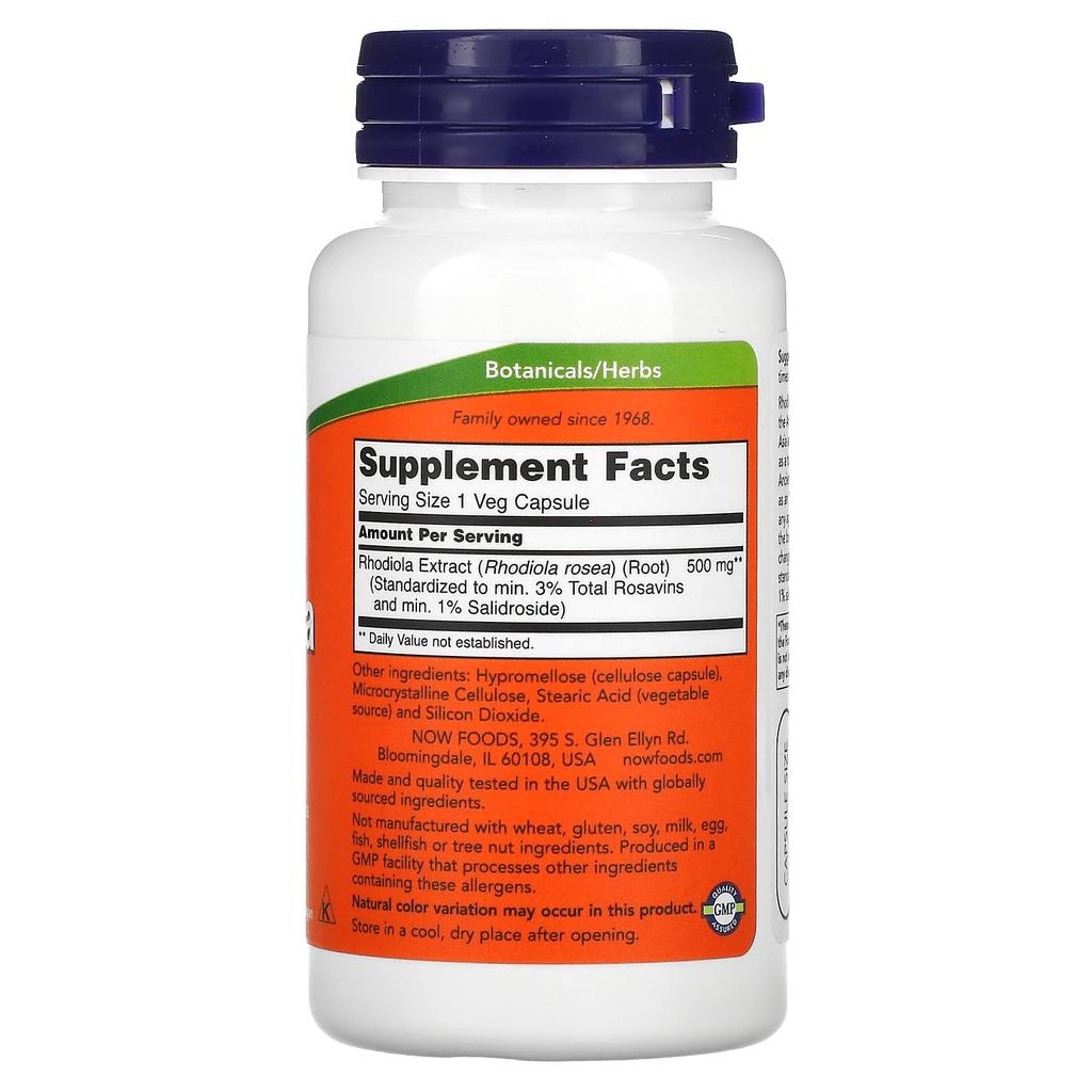 NOW Foods, Rhodiola, 500 mg, 60 veggie capsules