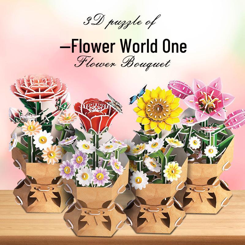 Creative 3D Bouquet Puzzle: DIY Handmade Stereo Ornament, Perfect for Holidays and Birthdays