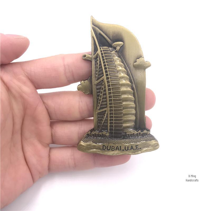 3D Metal Fridge Magnet: USA, England, Italy, Madrid, Dubai, Belgium, India, Israel - High-End Commemorative Collection