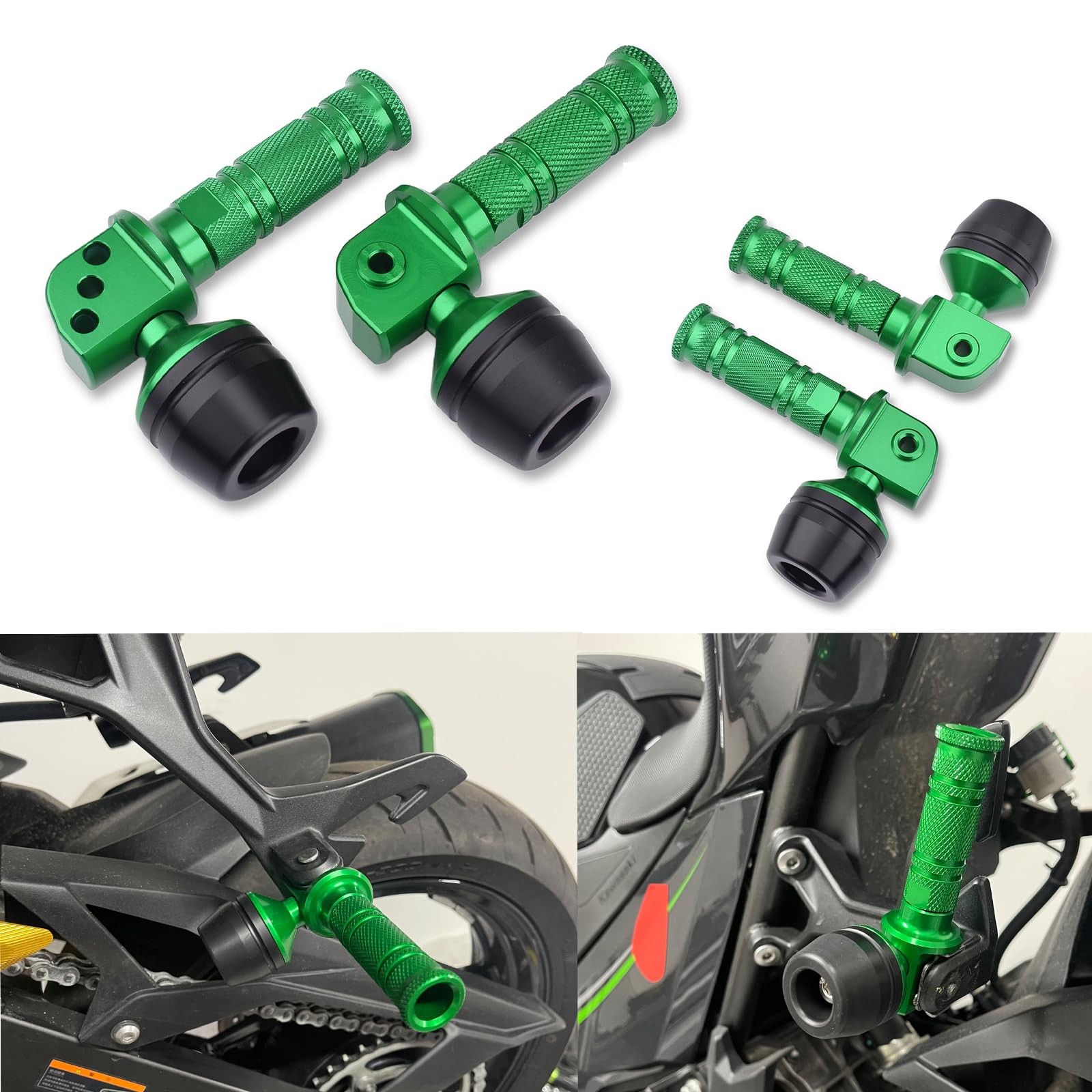 LEDISHUN Tandem Step Slider Applicable to Kawasaki ZX-25R/SE ZX-4R/SE ZX-4RR зелёный