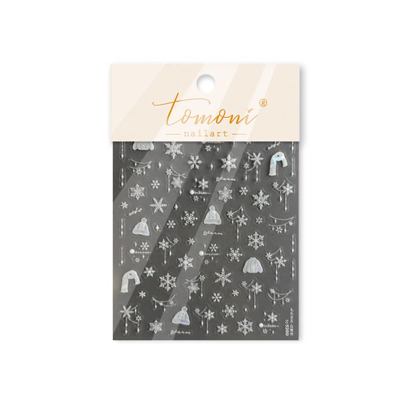 Tomoni Shell Light Winter Snowflake Sweater Nail Stickers - Translucent Christmas Nail Art Decals