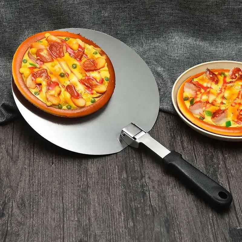Stainless Steel Foldable Pizza Shovel Pie Plate Cake Dessert Transfer Shovel Baking Tools Suitable for Bread Kitchen Pizza