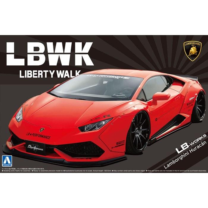 Aoshima 1/24 Liberty Walk Series No.15 LB Works Lamborghini Huracan Ver.1 Plastic Model Kit (Red)