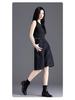 Women's Black Denim Mid-Calf Shorts - Summer 2025 Collection, Lightweight, Loose Fit, Five-Point Wide Leg Style