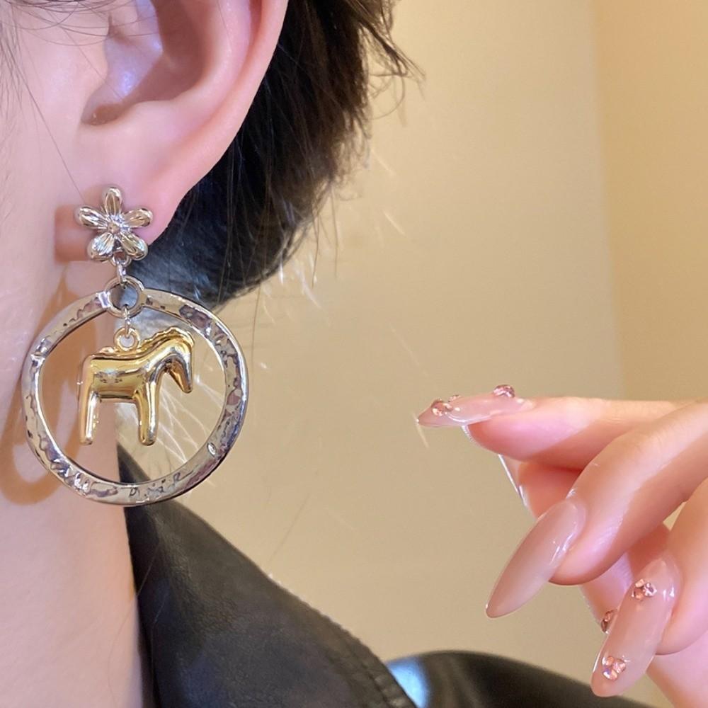 Hollow Rocking Pony Chinese Style Pony Earrings Fashion Jewelry Red Drop Earrings  Wedding