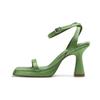 Satin High-heeled Sandals  Summer New Square-toed Thick-heeled High-heeled Shoes Buckle Strap Sandals for Women