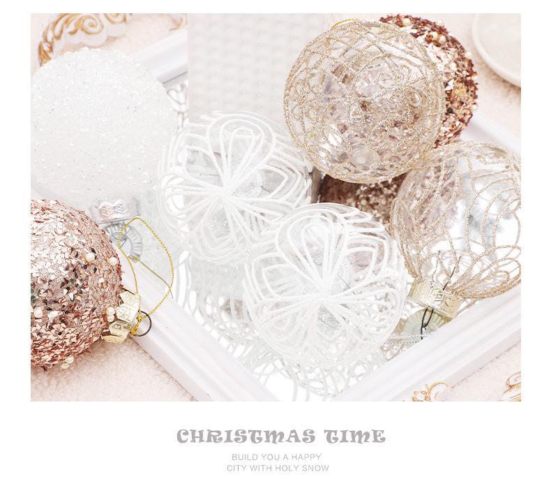 Exquisite 8cm Christmas Ornaments: Set of 6 Transparent Color-Painted Balls in Gift Box for Tree Decoration