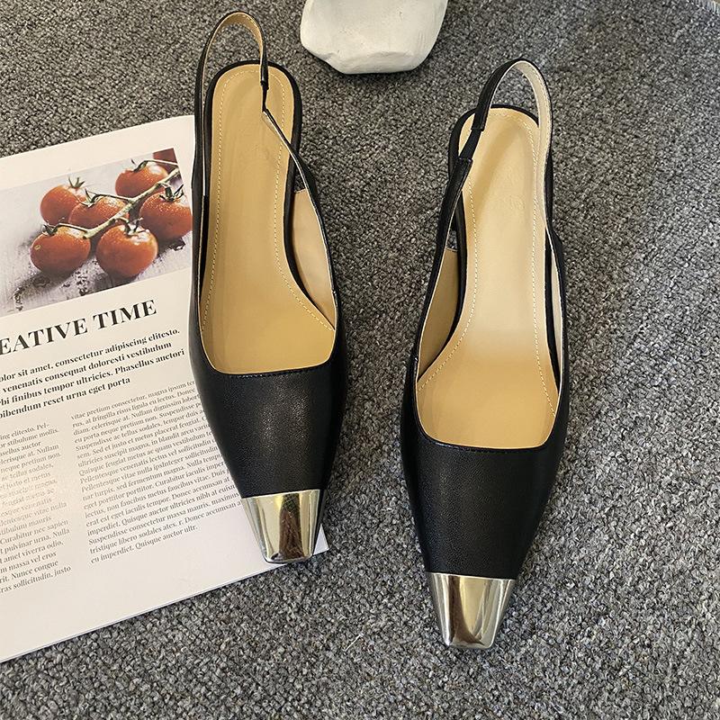 

Босоножки Баотоу женские летние юбка острый носок высокий каблук толстый каблук пустое чувство дизайна нишевые одиночные туфли 40