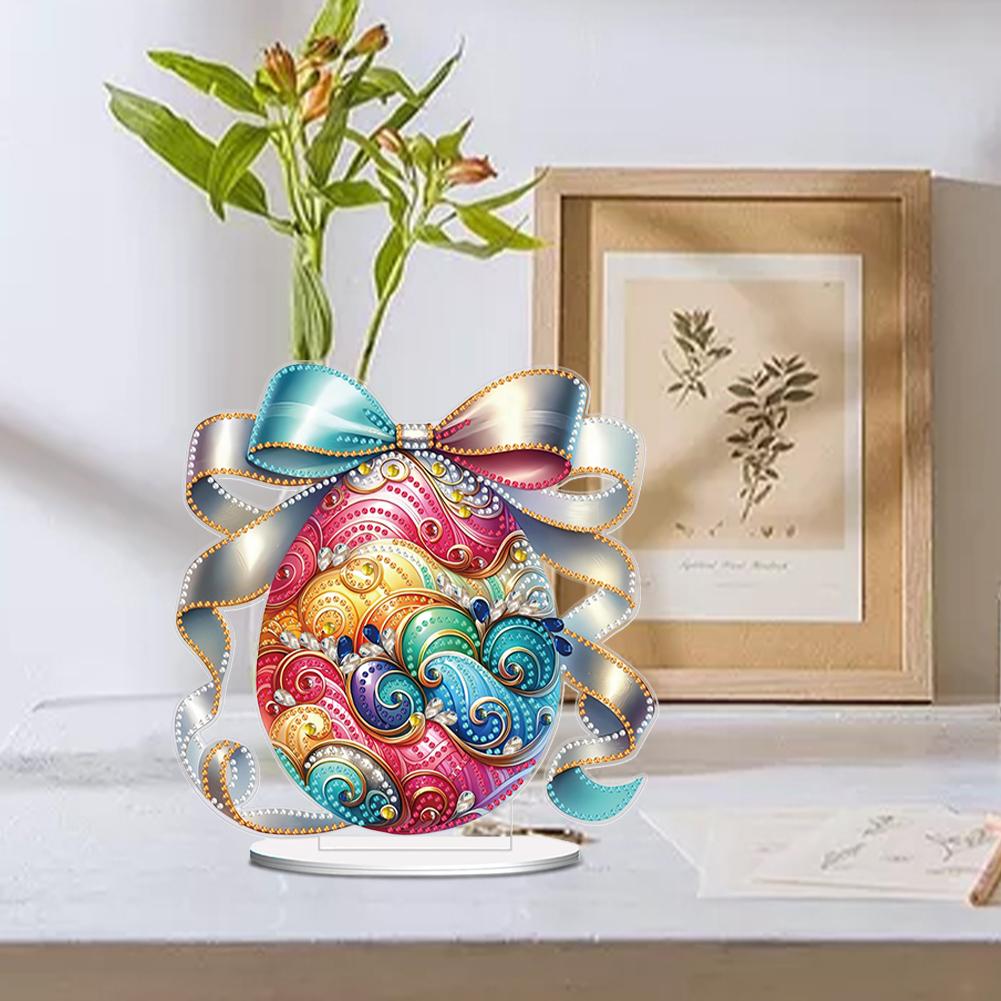 2D Flat Easter DIY Diamond Painting Desktop Ornaments Kit 5D DIY Diamond Art Tabletop Decorations for Home Office Desktop Decor