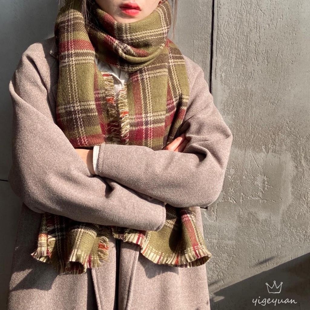 Korean Retro Double-Sided Plaid Scarf - Women's Classic Autumn/Winter Warm Accessory