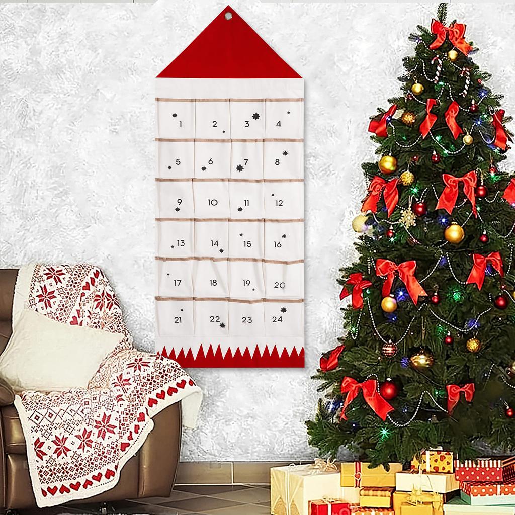 Látkový vánoční adventní kalendář s kapsami Přírodní závěsná úložná taška Opakovaně použitelná Domácí festivalové dekorace pro výzdobu domova