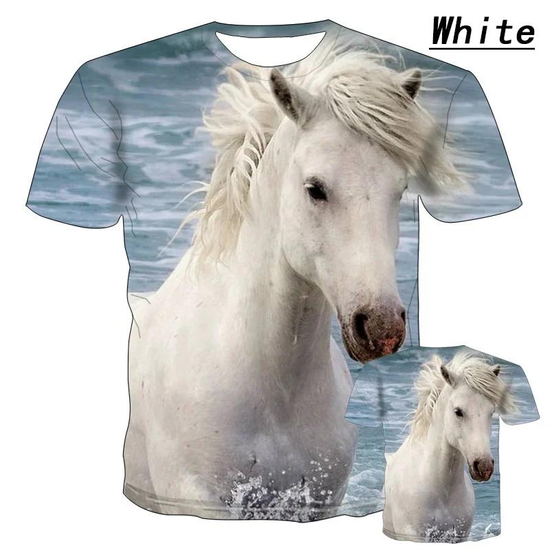 2025 New Versatile New Fashion 3D Men's Horse Graphic Print T-Shirt Harajuku Fashion Top Loose