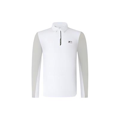 Golf Series Color Block Elite Knitted Long Sleeve Polo Shirt Men Tops Jade-White A11M415213F-WT
