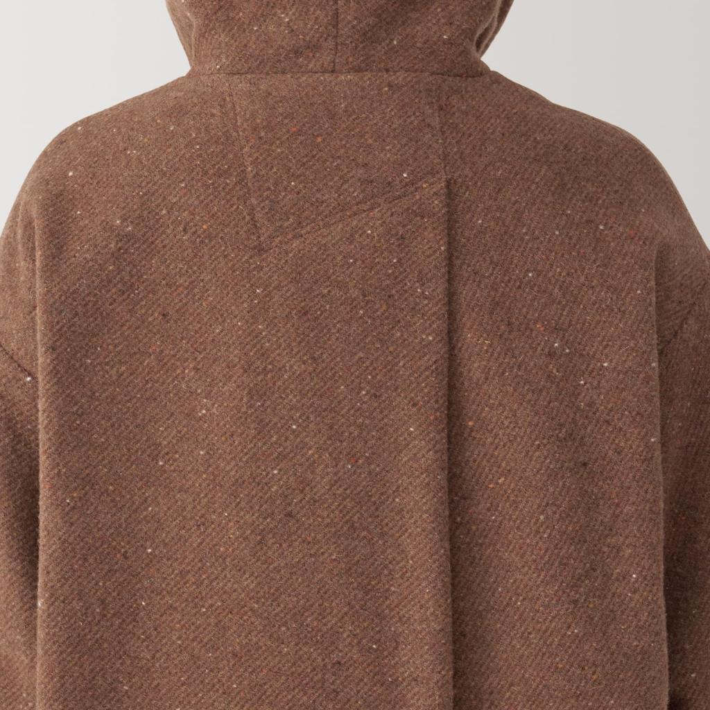 MUJI Women's Wool-Blend Twill Hooded Coat, BG1R1A4A, Brick, Women's Size S
