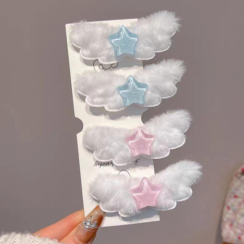 New Plush Angel Wings Star Hair Clips for Women Sweet Cute Hairpin Barrette Hairgrip Girl Headdress Hair Accessories
