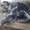 Squatting Dragon Sculpture Guardian Statue Garden Dragon Sculpture Halloween Outdoor Gothic Decoration, Home Design Ornament
