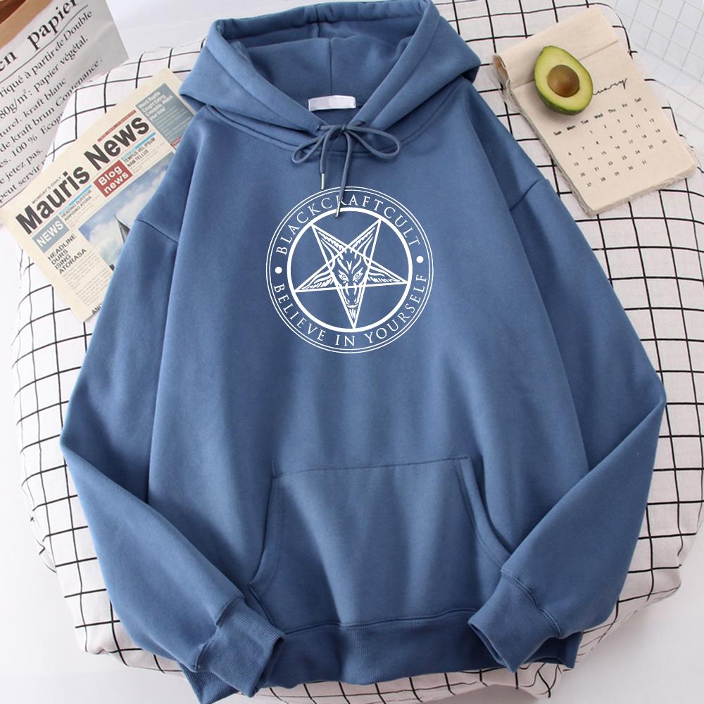 Pentagram Gothic Occult Satan Printed Sweatshirts Man Simple Casual Hoodies Street Loose Hoodie New Fleece Autumn Sportswears