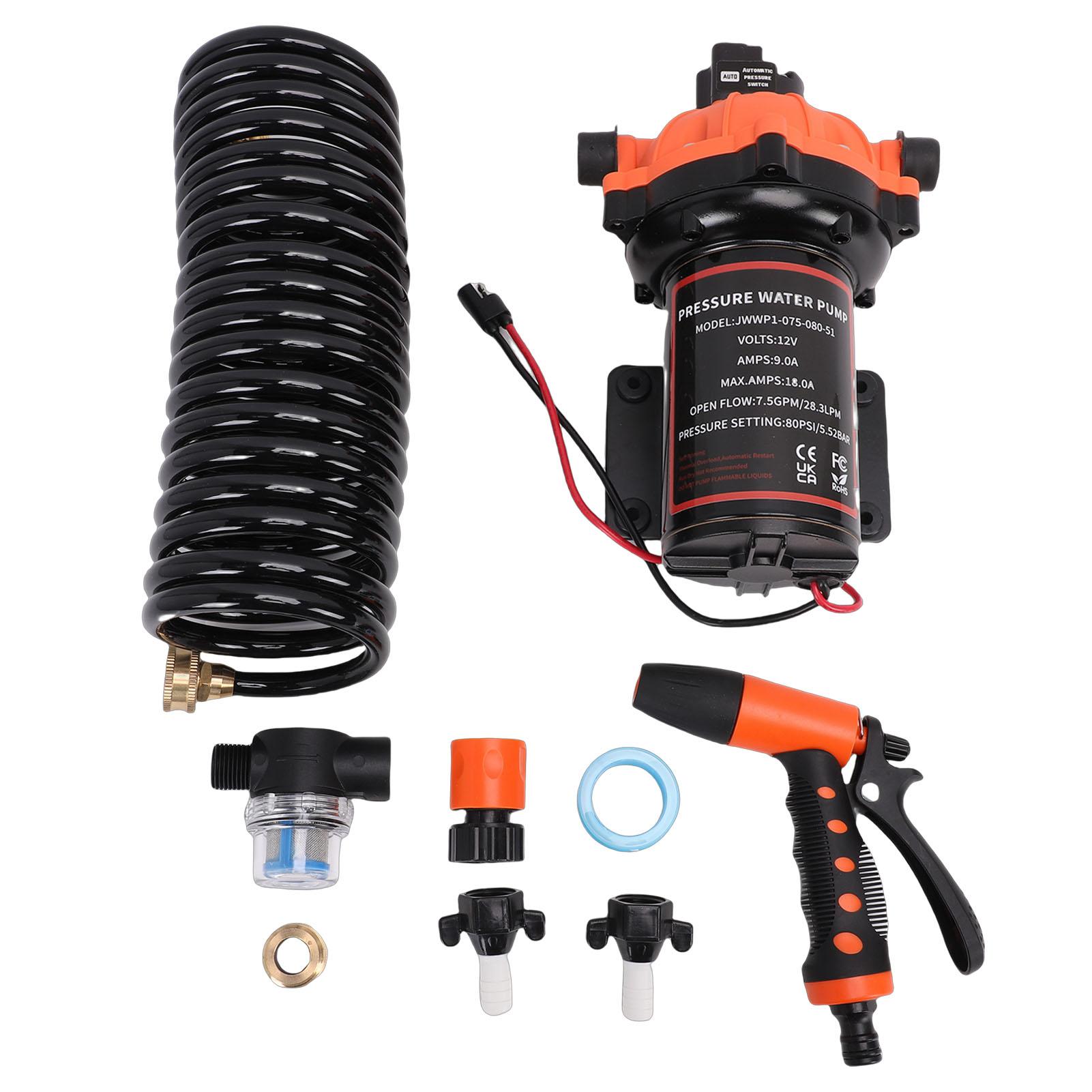 Tomtop Jms Deck Wash Pump Kit 7.5 Gpm 80 Psi Built In Filter Boat Washdown Pump Kit For Rv Spray Travel Trailers
