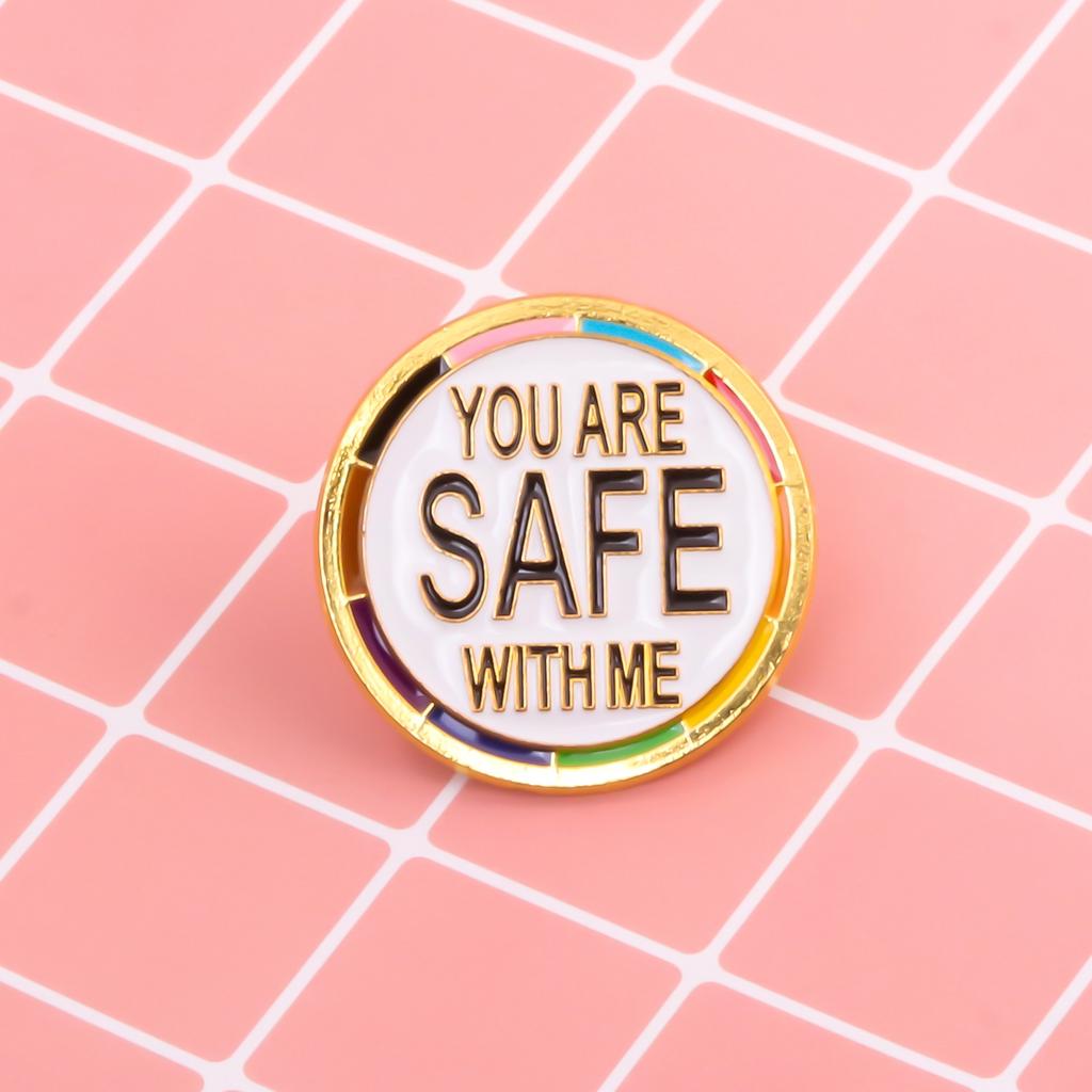 Sei al sicuro con me Spille Rotanti di Sicurezza Arcobaleno Pride Smalto Spille da Bavero Zaino Giacche Accessori Uomo Donna Coppia