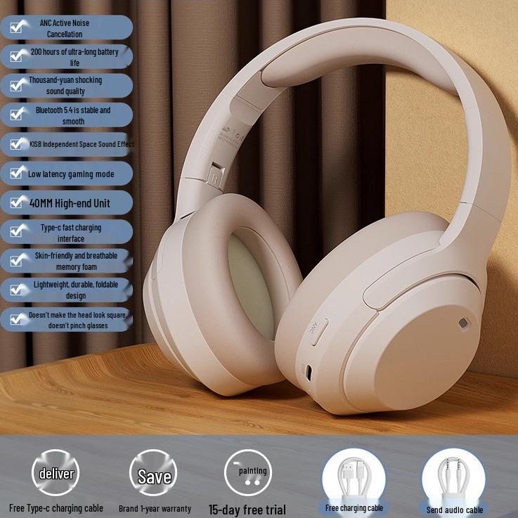 Kabellose Over-Ear Bluetooth-Kopfhörer mit 200 Stunden Akkulaufzeit, Geräuschunterdrückung und Gaming-Funktionen für Sport, Mobiltelefon und Computer